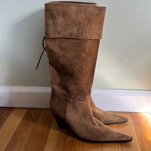 Italian genuine suede slouchy boots